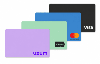 Uzum, Humo, Mastercard and Visa cards
