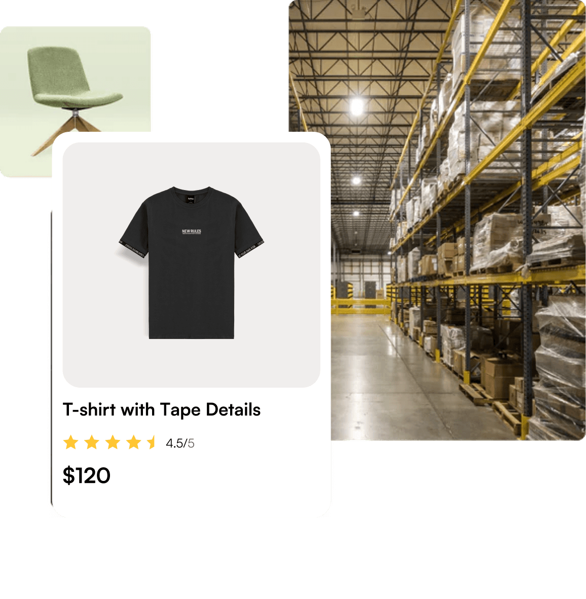 A modern chair, a warehouse, and a simple ecommerce buying experience
